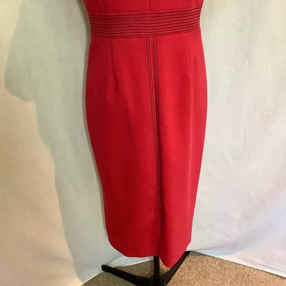 Boden Red Midi Dress with V-Neck - Picture 3 of 8